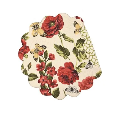 C & F  Nina Floral Round Quilted Placemats ~~ Set Of 2 ~~ NEW   • $19.99