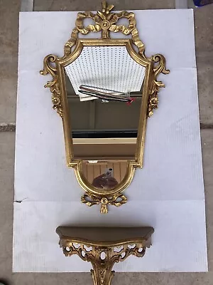 Vintage Depoze Made In Italy Long Gold Framed Mirror With Stand Rare 33”x20” • $200