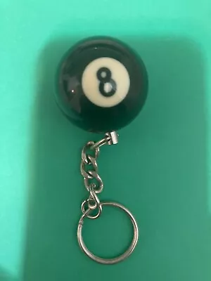 Vintage Old Billard Ball Black Number 8 Glass Keychain Keyring • $5.14