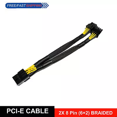 £3.95 • Buy PCI-E 8pin To 2x PCI-E 6+2pin Splitter Power Cable - GPU Sheathed High Quality 