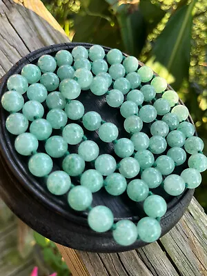 $22.80 • Buy Vintage Chinese Natural Light Green Jade 9.82mm Beads Necklace 98.7g 33”