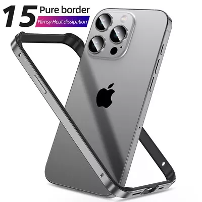 Bumper Frame For IPhone 14 15 Pro Max 13 12 11 XS Shockproof Aluminum Metal Case • £6.59