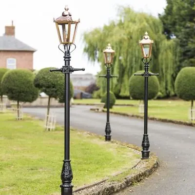 Deluxe 2.3m Copper Traditional Victorian Cast Iron Garden Lamp Post Set • £366