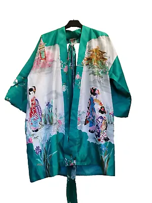 Japanese Kimino Polyester Made In Japan Robe One Size Guess Large? • £12