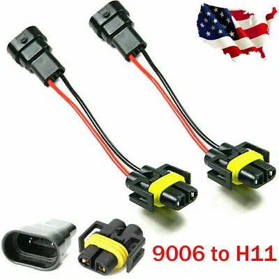 2X 9006 To H8 H11 Conversion Connector Wiring Harness Socket Headlight Fog Light • $7.39