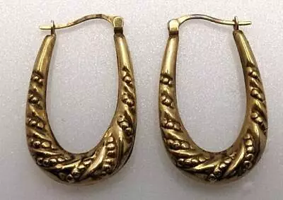 9ct Gold Textured Hoop Earrings - 9ct Yellow Gold • £64