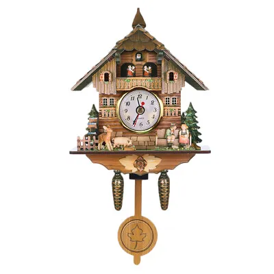 Vintage Rustic Wooden Clocks Home Decor Cuckoo Forest Clocks Wall Clock • $23.12