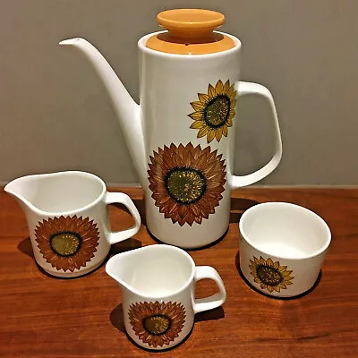 J&G Meakin Coffee Pot 'Palma' Sunflower Set/Jugs/Sugar Bowl Vintage/Retro Studio • £17.99