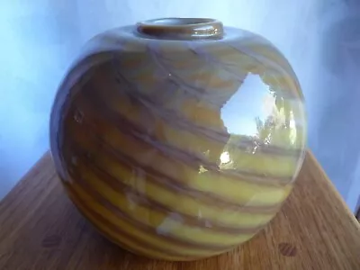 Randy Strong Glass Berkley Calif. Studio Squat Glass Vase 1970s Signed! • $99