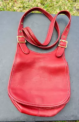 Vtg Coach 9949 Red Leather Women's Legacy Faith Flap  Crossbody Handbag Usa Made • $32