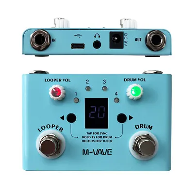 M-VAVE 2 In 1 Guitar Drum Looper Effect Pedal 30 Drums 11mins Loop Recording • $75.99