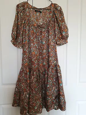 Vintage ZIMMERMANN Silk Floral Brown Dress Size 1 • $185