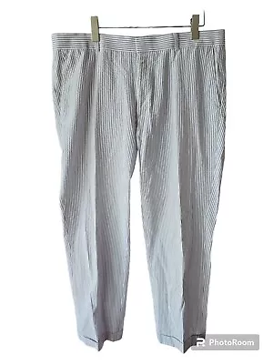 HASPEL Cuffed Striped Seersucker Oxfort Plain Front Trouser Pants 38 • $35