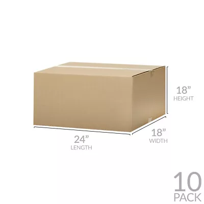 UOFFICE 10 Corrugated Boxes - 24 X 18 X 18  Cardboard Shipping Box Moving Carton • $44.50