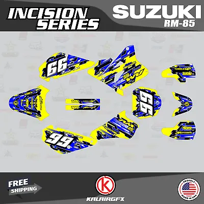 $49.99 • Buy Graphics Kit For Suzuki RM85 (2001-2023) RM 85 INCISION-blue-yel