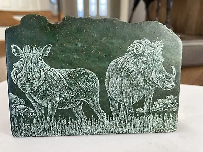 Etched South Africa Verdite Warthogs • $40