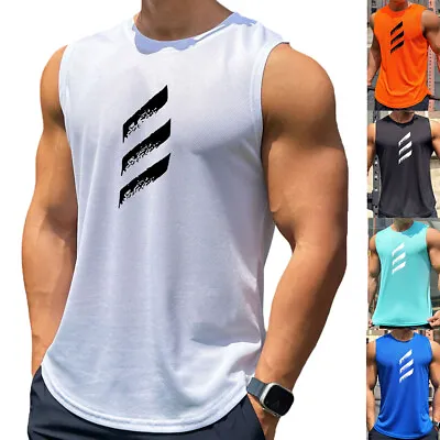 Quick Drying Sleeveless Vest Tank Top Mens Running Gym Top Sports Muscle T-Shirt • £9.64