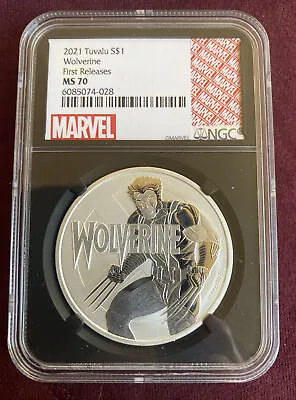 2021 Tuvalu Marvel Comics Wolverine 1 Oz .9999 Silver NGC MS 70 1st Release Coin • $225