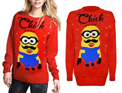 $9.74 • Buy 'Chick' Minion New Knitted Jumper Sweater Pullover Winter Holiday Christmas