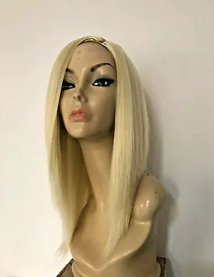 High Heat Resistant Long Smooth Layers Pale Blonde Lady Womens Daily Full Wig Uk • £14.99