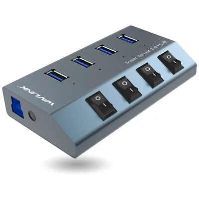 WAVLINK Aluminum 4-Port USB 3.0 Hub 1 Fast Charging 5V/4A Power Adapter  • $29.99