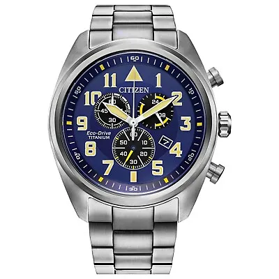 Citizen Eco-Drive Men's Chronograph Titanium Multi Dial Watch 44MM AT2480-57L • $165.99