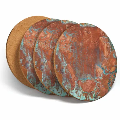 £7.99 • Buy 4 Set - Cool Rusty Aged Copper Fun Coasters - Kitchen Drinks Coaster Gift #3024