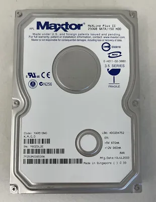 MAXTOR MAXLINE PLUS II 250GB SATA/150 3.5  HARD DRIVE/ Free Shipping • $29.99