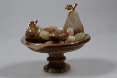 Unique Brown/Light Green Onyx Fruit Bowl With Fruits • £144.35