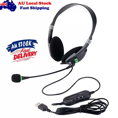 $15.69 • Buy USB Headset Gaming Headphone With Microphone Noise Cancelling To PC Laptop AUS