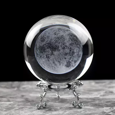 3D Crystal Moon Ball Laser Engraved Miniature Glass Sphere Home Decoration EPIC • $15.19