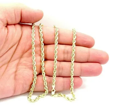 18K Solid Gold Rope Chain Necklace Men Women 3mm  7  8  16  18  20  22  24  30   • $389.99