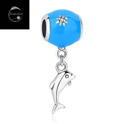 Dolphin Sea Animal Dangle Charm Genuine Sterling Silver 925 For Bracelets  • £15.99