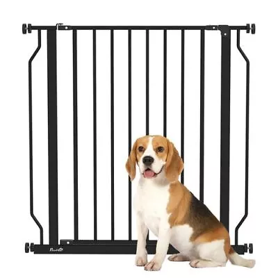 PawHut Dog Gate Wide Stair Gate W/ Door Pressure Fit 75-85W Cm Black • £29.99