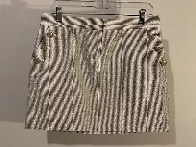 NWT J Crew Seersucker Mini Skirt Sailor Button Accent Pocket Size 6 • $4.75