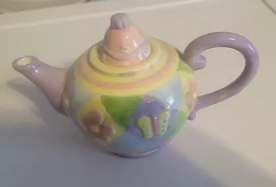 Oneida Kitchen Country Bouquet Hand Painted Mini Teapot Butterflies & Flowers • $8