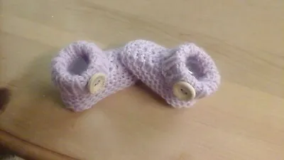 £3.20 • Buy Baby Boys/girls Hand Knitted Cuffed Uggish  Style Booties Newborn 
