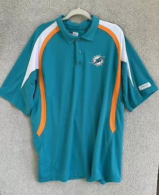 Miami Dolphins Polo Shirt Mens 2XL Blue NFL Team Apparel Old Style Logo Football • $25.99