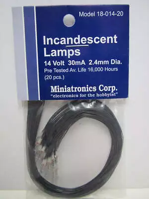 Miniatronics Micro Miniature Lamps 14V 30mA 2.4mm Diameter Clear Pkg(2 18-014-20 • $33.98