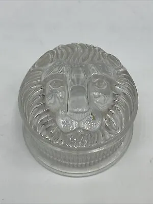 $14.95 • Buy Val St. Lambert Round Glass Crystal With Lion Head Trinket Box 3 1/4 H