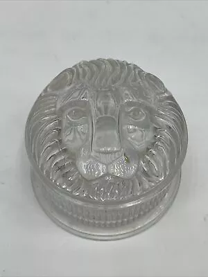 $14.95 • Buy Val St. Lambert Round Glass Crystal With Lion Head Trinket Box 3 1/4 H