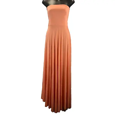 Victorias Secret Womens Sz XS Coral Pink Strapless A-Line Maxi Dress Convertible • $16.05