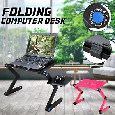 Laptop Stand Desk Portable Folding Aluminium Adjustable Height With Cooling Fan • $38.99