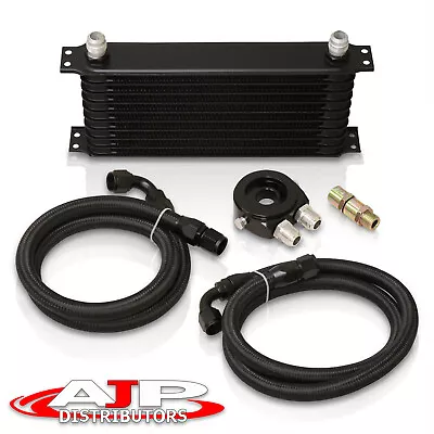 Universal 9 Row JDM Turbo Super Charger N/A Engine Oil Cooler Kit Aluminum Black • $97.99