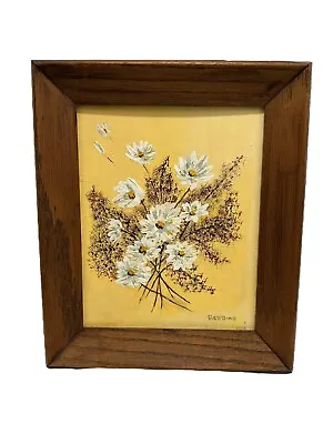 Vintage Floral Oil On Canvas Board  Painting Signed Berdine Framed Retro • $53.99