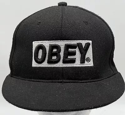 Obey Clothing Mens Big Logo Black Streetwear Snapback Cap Hat • $19.60