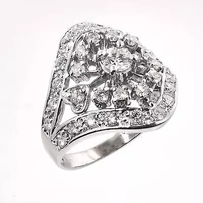 14k White Gold 1.25 Carat Round Brilliant Cut Diamond Starburst Ring  Size 7.5 • $499