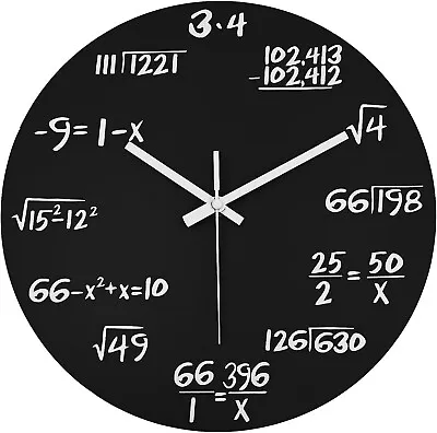 Math Wall Clock Algebra Equations Mathematic Hour Minute Watch Home Decor Gift • $23.31