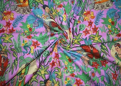 Woman Floral Garden Mexico Folk Art Jungle Cotton Quilt Fabric 5 Yard  • $23.74