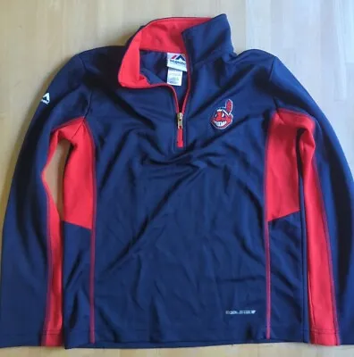 Cleveland Indians Wahoo Majestic Youth Small 8 1/4 Zip Navy Lightweight Jacket  • $4.99